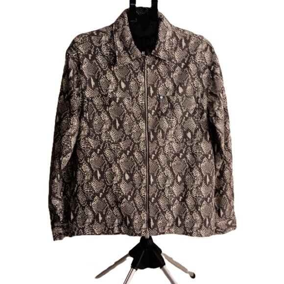 Urban Outfitters Gray and White Snake Skin Print Barn Coat Jacket Women’s Size S - Picture 2 of 15